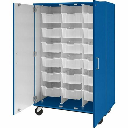 I.D. SYSTEMS 67'' Tall Royal Blue Mobile Storage Cabinet with 18 6'' Bins 80249F67045 538249F67045